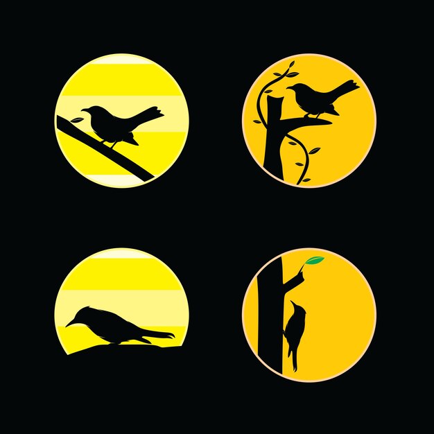 飛ぶ鳥のシルエットコレクション 無料のベクター
