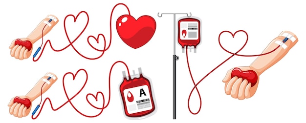 Бесплатное векторное изображение Набор донорства крови