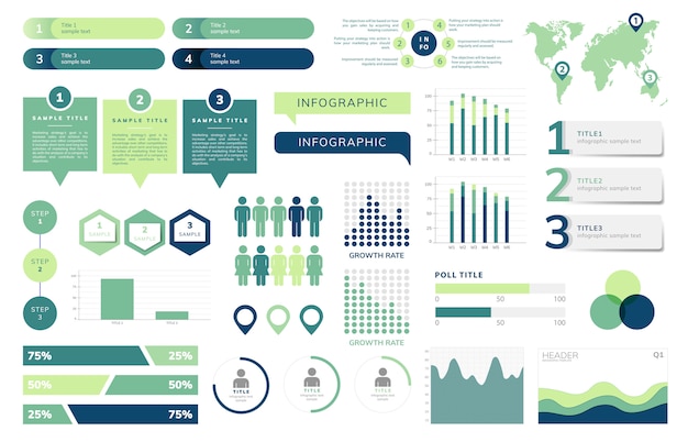 Бесплатное векторное изображение Набор бизнес-инфографических векторов