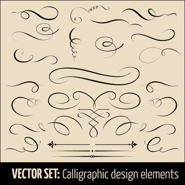 Бесплатное векторное изображение Набор элементов оформления каллиграфии и оформления страницы.