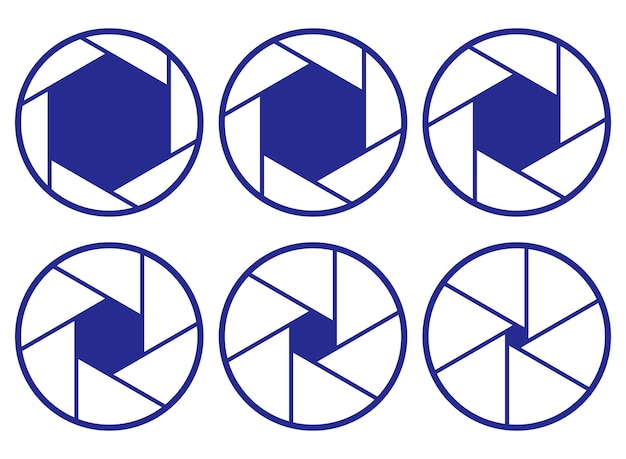 Бесплатное векторное изображение Набор апертур камеры синего цвета
