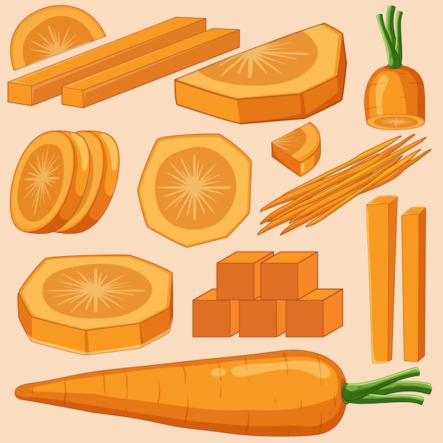 Бесплатное векторное изображение Набор моркови с фоном