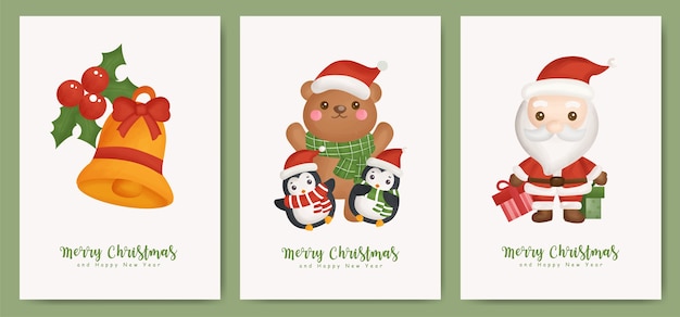 인사말 카드에 대 한 양말과 장갑 크리스마스 카드와 새 해 카드의 집합입니다.