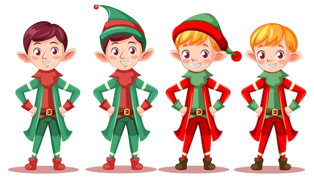 Бесплатное векторное изображение Набор рождественских мультяшных персонажей