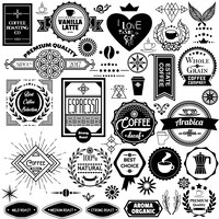 set of coffee badges, labels and stickers
