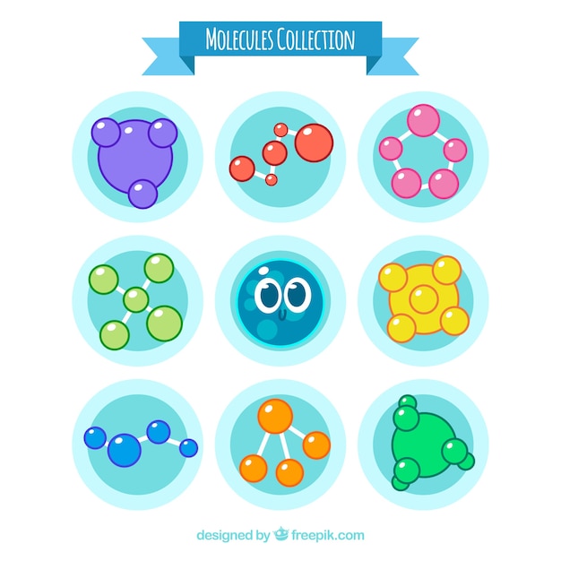 Бесплатное векторное изображение Набор цветных молекул