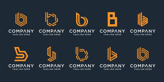 文字bのロゴデザインテンプレートとランダムな抽象的な頭文字のセット プレミアムベクター 文字bのロゴデザインテンプレートとランダムな抽象的な頭文字のセット プレミアムベクター