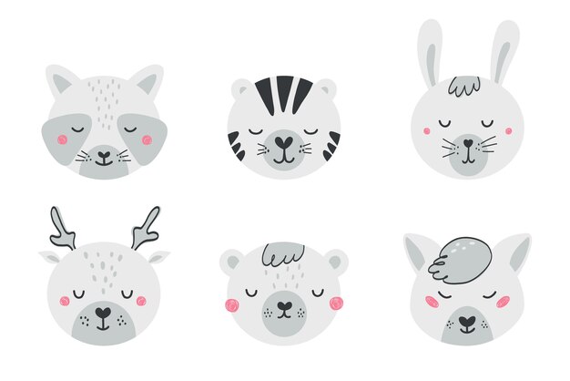 かわいい動物の顔 無料のベクター
