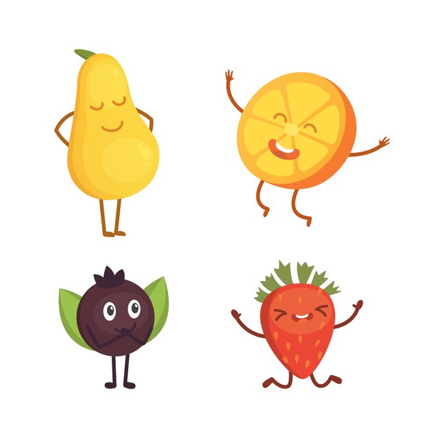 プレミアムベクター かわいい果物イラスト