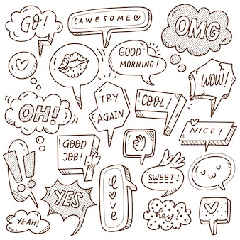 かわいい吹き出し落書きセット プレミアムベクター かわいい吹き出し落書きセット プレミアムベクター