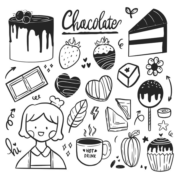 シンプルな落書きスタイルの面白いチョコレート プレミアムベクター