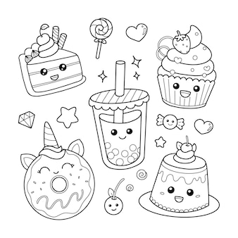 かわいい幸せな笑顔のドーナツとカップケーキ フラット漫画キャラクターイラストデザイン 白い背景で隔離 ドーナツ カップケーキ ベーカリーメニューのコンセプト プレミアムベクター かわいい幸せな笑顔のドーナツとカップケーキ フラット漫画キャラクターイラストデザイン 白い背景で隔離 ドーナツ カップケーキ ベーカリーメニューのコンセプト プレミアムベクター