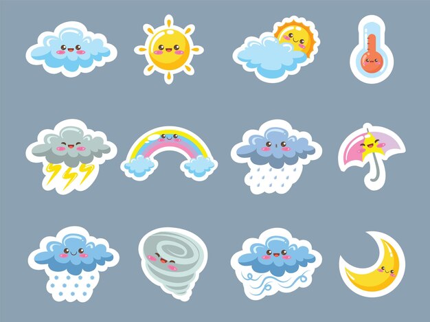 現実的な天気アイコンを設定 無料のベクター