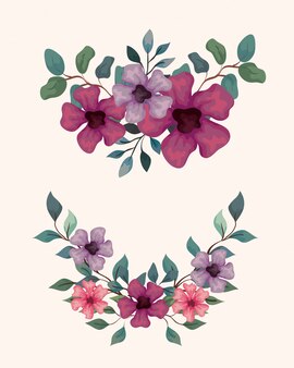 ライラックの花を描くイラスト プレミアムベクター