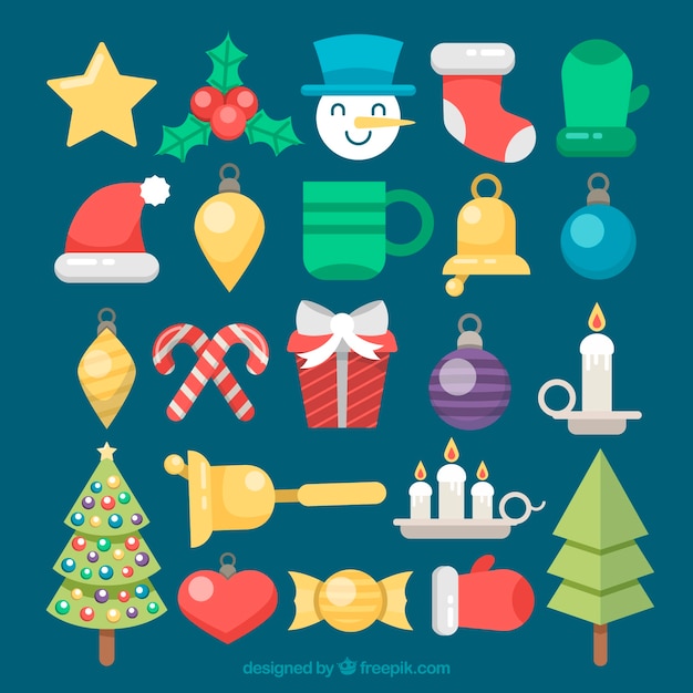 Бесплатное векторное изображение Набор декоративных элементов рождества