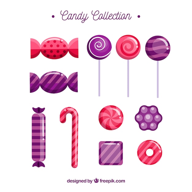 Бесплатное векторное изображение Набор вкусных конфет в плоском стиле