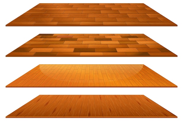 Бесплатное векторное изображение Набор различных коричневых деревянных напольных плиток, изолированных на белой спине