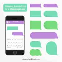 無料ベクター メッセンジャーアプリのためのさまざまな泡のセット