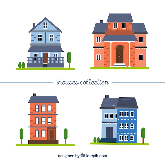Бесплатное векторное изображение Набор различных домов
