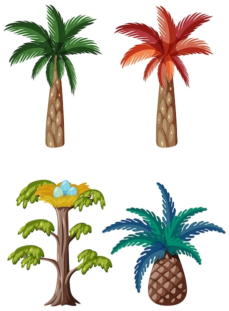 Набор различных доисторических деревьев