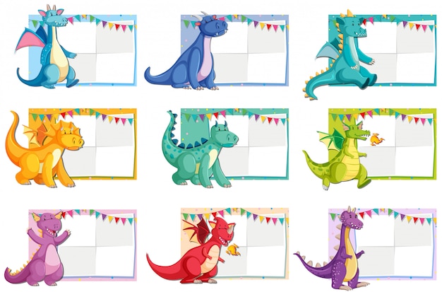 Набор концепции бумаги динозавров