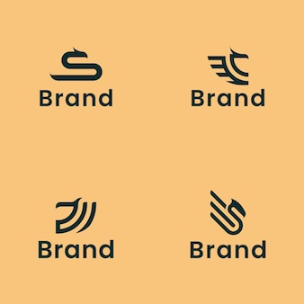 Набор современных логотипов линии дракона