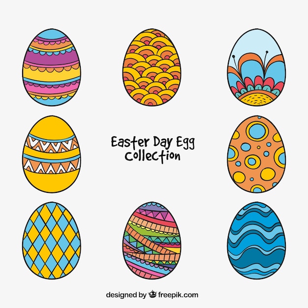 Бесплатное векторное изображение Набор пасхальных яиц с красочным дизайном