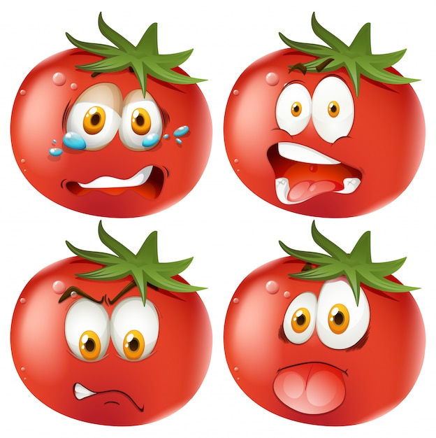 Бесплатное векторное изображение Набор смайликов помидоров