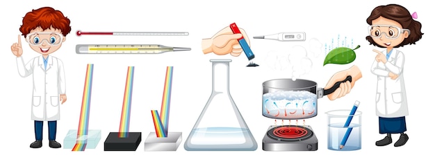 無料ベクター 科学実験に必要な機器一式