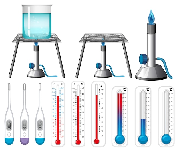 무료 벡터 과학 실험에 필요한 장비 세트