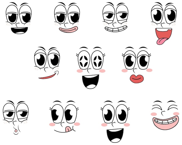 Бесплатное векторное изображение Набор выражения лица