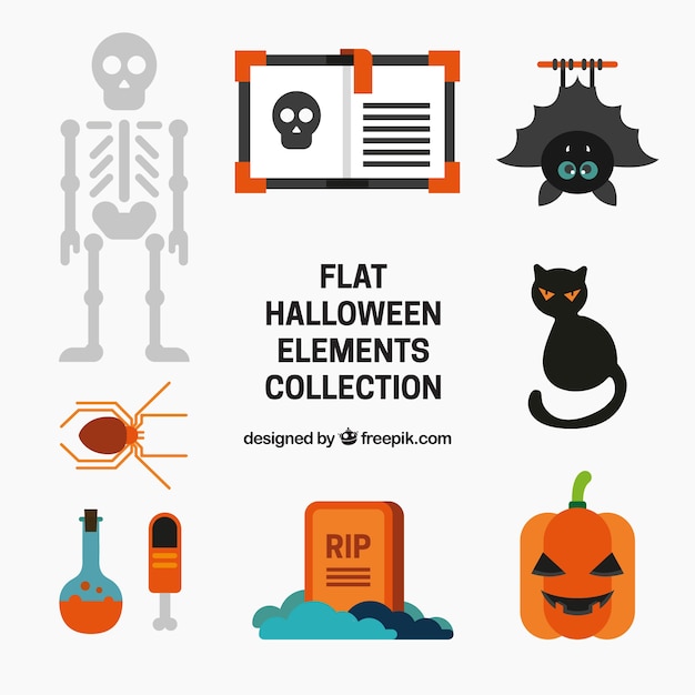 Бесплатное векторное изображение Набор фантастических элементов для хэллоуина