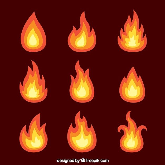 Бесплатное векторное изображение Набор языки пламени