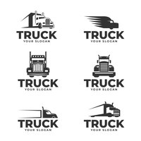 set of flat design truck logos