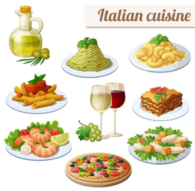 イタリア料理のイラスト 無料のベクター