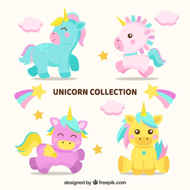 Download Free Set Of Four Lovely Baby Unicorns Svg Dxf Eps Png Cut Vectors Photos And Psd Files Free Download