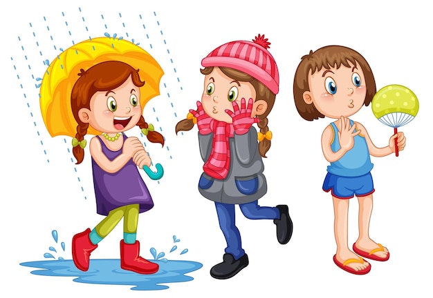 Бесплатное векторное изображение Набор девушек в одежде разных стилей сезона