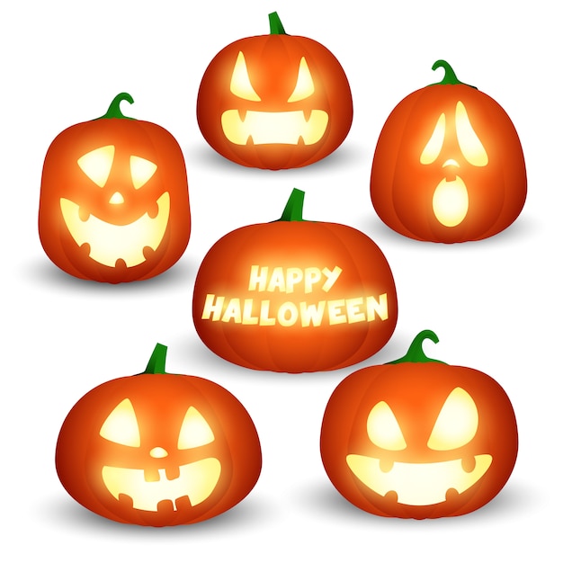 Бесплатное векторное изображение Набор тыкв на хэллоуин