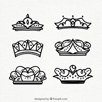 set of hand drawn crowns