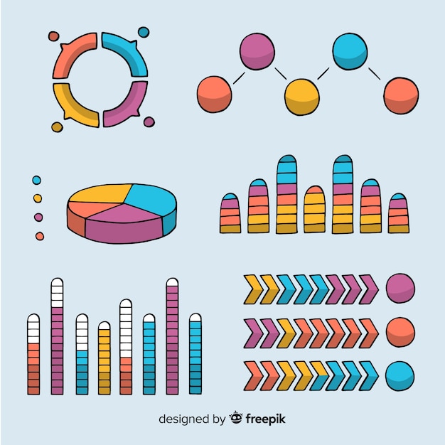 Бесплатное векторное изображение Набор рисованных инфографических элементов