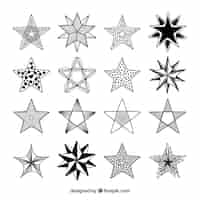 Бесплатное векторное изображение Набор рисованных звезд
