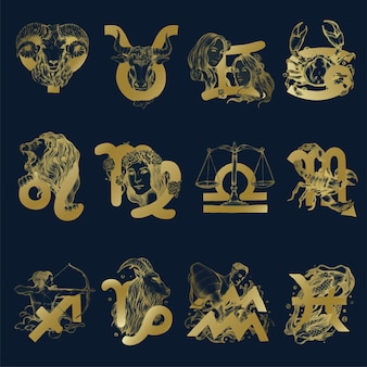 Набор символов гороскопа иллюстрации