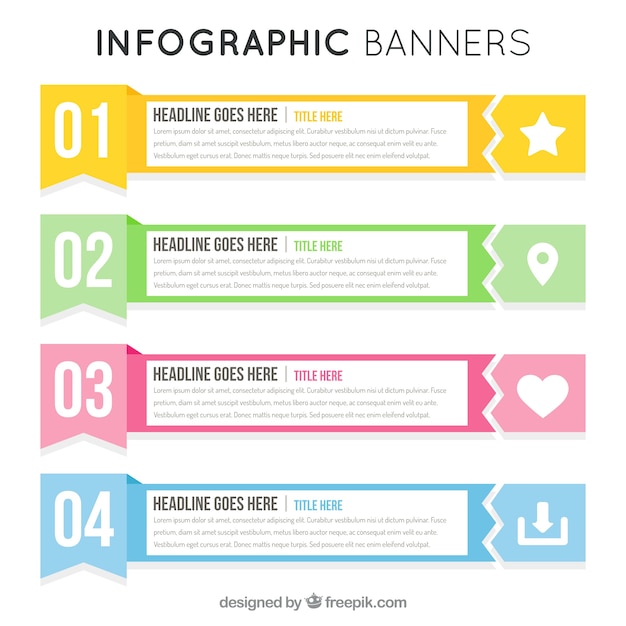 무료 벡터 평면 디자인에 infographic 배너 세트