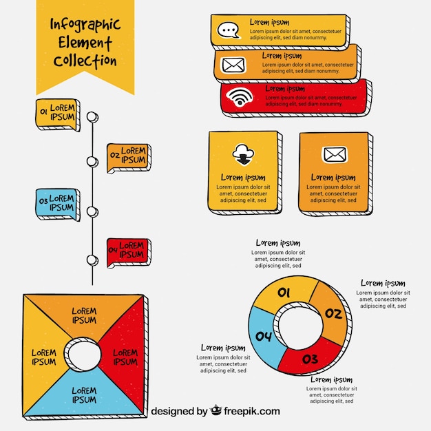 다른 색상의 infographic 요소 집합