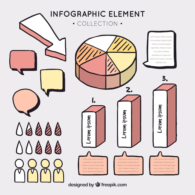 다른 색상의 infographic 요소 집합