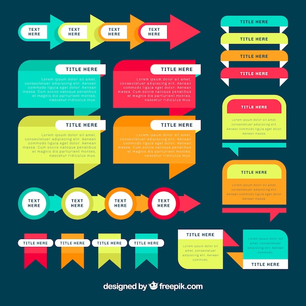 무료 벡터 다른 색상으로 infographic 요소 집합