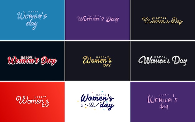 Набор открыток к международному женскому дню с логотипом и градиентной цветовой гаммой