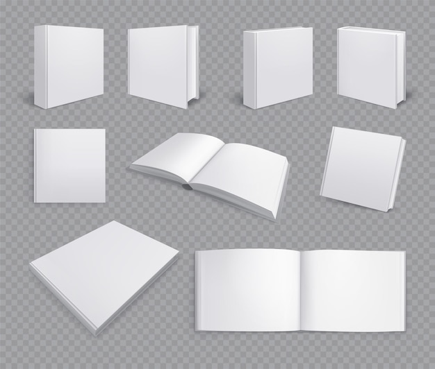 無料ベクター 分離された本のアルバムのセットは、水平ページペイントコピーブックと透明の現実的な画像