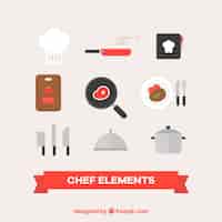 Бесплатное векторное изображение Набор кухонных принадлежностей в плоском дизайне