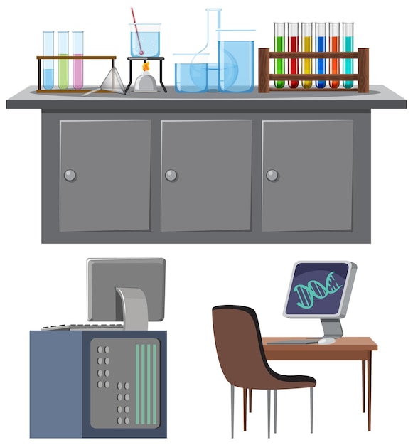 Бесплатное векторное изображение Набор инструментов для лабораторных экспериментов